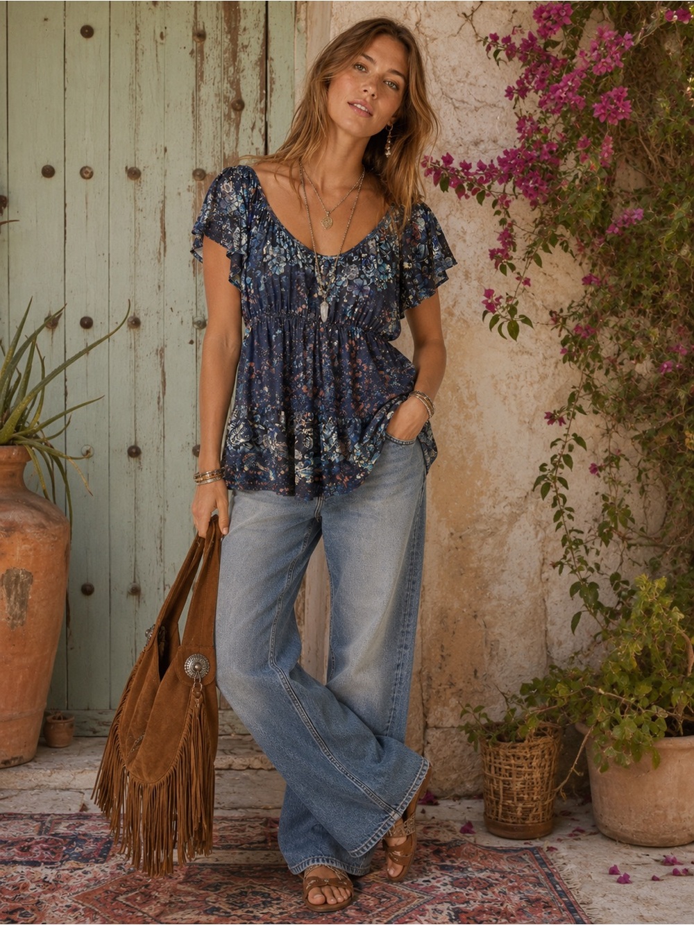 Free People “Sun Kissed” babydoll blouse Size Small